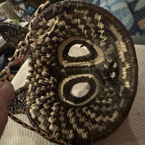Vintage WOUNAAN Embera Tribe woven Chunga Shaman OWL MASK Panama SPIRITUAL Art - Picture 12 of 13